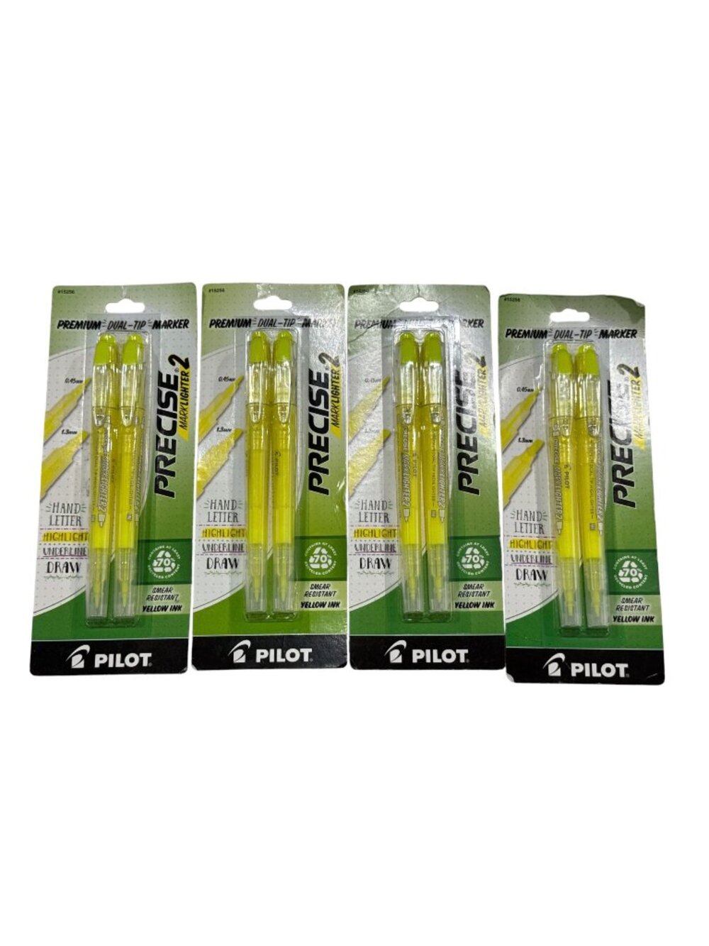 Pilot Precise Marklighter 2 Dual-Tip Markers Yellow Ink Smear-Resistant Highligh